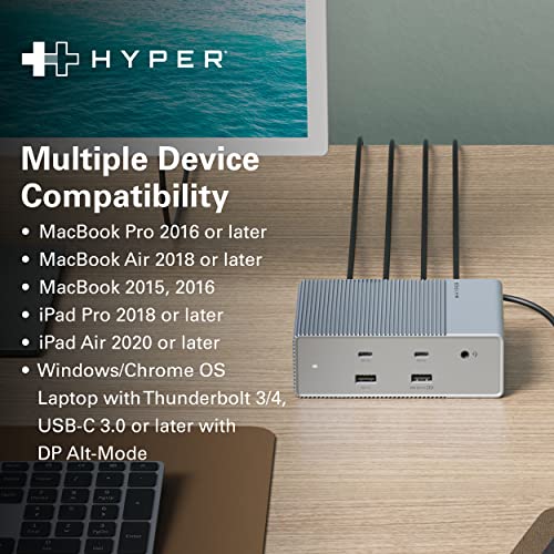 HyperDrive USB-C & Thunderbolt 4 GEN2 15-in-1 Docking Station for MacBook, iPad, PC - HDMI or DP, Up to 3 Extended Displays, High-Speed USB Data Transfer - style: 15-in-1