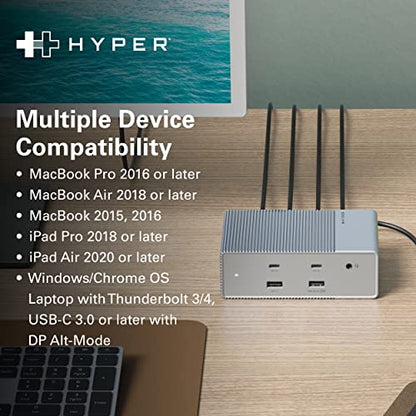 HyperDrive USB-C & Thunderbolt 4 GEN2 15-in-1 Docking Station for MacBook, iPad, PC - HDMI or DP, Up to 3 Extended Displays, High-Speed USB Data Transfer - style: 15-in-1