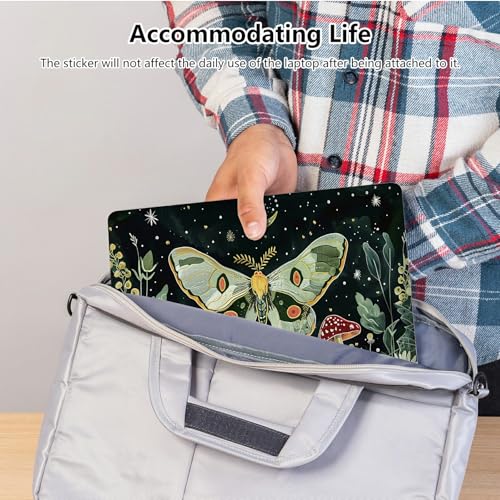 Universal Laptop Skin Sticker with 2 Wrist Pad Skins, Waterproof Scratch Resistant Vinyl Laptop Cover Decal, Cut to Fit for 11–15.6 Inch MacBook HP Dell Lenovo, Moth Butterfly Moon - color: Moth Butterfly Moon