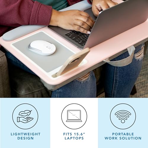 LAPGEAR Home Office Pro Lap Desk – Pink, Fits 15.6” Laptops - color: Blush Pink, size: Home Office Pro W/Wrist Rest