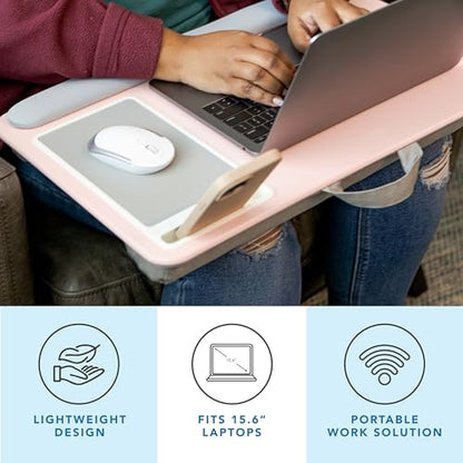 LAPGEAR Home Office Pro Lap Desk – Pink, Fits 15.6” Laptops - color: Blush Pink, size: Home Office Pro W/Wrist Rest