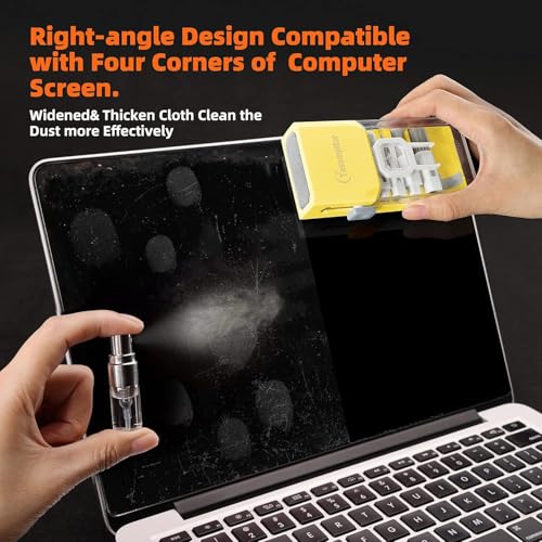 All-in-1 Keyboard Cleaner Laptop Cleaning Kit,Computer Screen-Safe Tools | MacBook iPad iPhone,Electronics Brush Tool for PC Camera Lens Earbuds,Deep Cleaning Spray Cloth, High-Density Soft Brush - color: BrightYellow