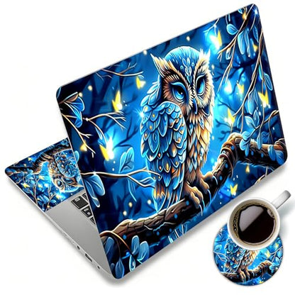 Laptop Skin Sticker Decal 12"-15.6" Universal Laptop/Notebook/Netbook Vinyl - Waterproof Scratch Resistant,Fits HP Dell Lenovo MacBook,2 Free Wrist Pads,Easy Apply & Remove,Blue Owl Cute - color: Blue Owl Cute