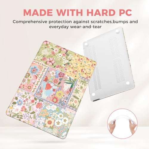 iCasso for MacBook Air 13 inch Case 2020 2019 2018 Release A2337 M1 A2179 A1932, Flower Hard Shell Protective Case for MacBook Air 13.3 inch + Keyboard Cover + Screen Film, Pink - color: 1-Pink Flower