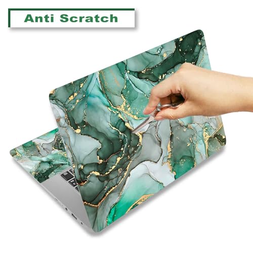 Laptop Decal Sticker Skin Cover, 11.6”12" 13" 13.3" 14" 15" 15.4" 15.6 inch Laptop Netbook Vinyl Skin Sticker Cover Art Notebook PC Reusable Protector (2 Wrist Pad Included), Green Marble - color: Green Marble