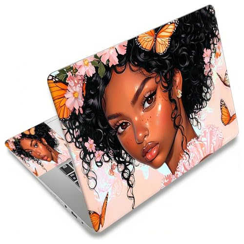 Laptop Skin Sticker Decal, Universal Reusable Vinyl Laptop Cover for 12" 13" 13.3" 14" 15" 15.4" 15.6" Notebook PC, Reusable Waterproof Scratch-Resistant with 2 Wrist Pads,American Butterfly Girls - color: American Butterfly Girls