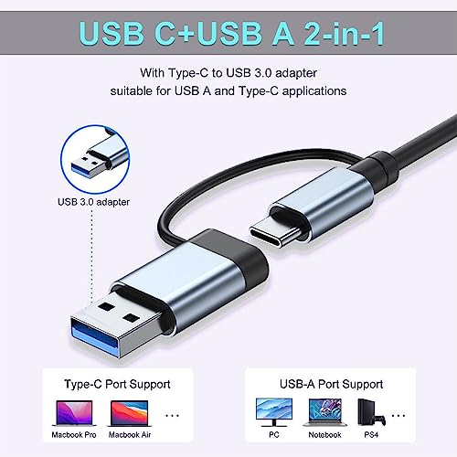Aluminum USB C & USB Hub 7-in-1 with USB 3.0, USB-C Ports for PC/Laptops/MacBook Pro/Air/iMac/iPad and More Devices
