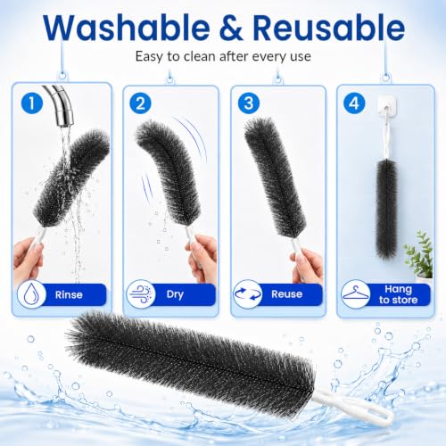 Fan Cleaning Brush, Bendable Dust Remover for AC Vent Grilles, Window Tracks, Keyboards and Narrow Spaces (3)