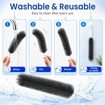 Fan Cleaning Brush, Bendable Dust Remover for AC Vent Grilles, Window Tracks, Keyboards and Narrow Spaces (3)