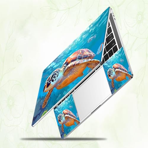 Laptop Skin Sticker Decal, Universal Reusable Vinyl Laptop Cover for 12" 13" 13.3" 14" 15" 15.4" 15.6" Notebook PC, Waterproof Scratch-Resistant with 2 Wrist Pads, Easy to Apply & Remove,Sea Turtle - color: Sea Turtle