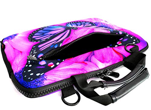 icolor 14.5 15 15.6 Inches Canvas Laptop Shoulder Bag Case,Messenger Bag Sleeve Pouch,Travel Briefcase,Computer Ultrabook Notebook Protective Carrying Bag with Adjustable Strap, Purple Butterfly - color: Csh15-02