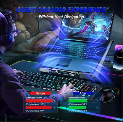 Laptop Cooling pad for Hp Envy x360 Convertible 13-bd0004tu 13-bd0020tu Gaming laptops, Laptop Cooler with 8 Fan, Adjustable Speed, 5-Level Height Adjustment, Mute Silent,Built-in Phone Stand