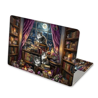 Universal Laptop Skin Sticker for 12/13/14/15.6 Inch Laptops, Reusable Vinyl Laptop Decal Cover, Waterproof Scratch Resistant Notebook Skin with 2 Wrist Pads,Cats Realistic Illustration - color: Cats Realistic Illustration