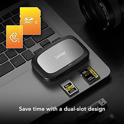 Lexar CFexpress Type A/SD Card Reader, Up to 10Gbps, USB 3.2 Gen 2 | Designed for CFexpress Type A & SD Cards, Dual-slot Simultaneous Offload, Compact, Includes USB-C/A Cable, LRW530U-RNBNG - style: CFexpress Type A / SD USB 3.2