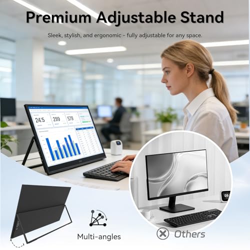 23.8" Portable Monitor, Ultra HD 3840x2160 IPS Display, 100% sRGB, Metal casing,DC Eye Care, Plug & Play,Large Portable Monitors are Better Suited for Watching World Cup Matches. - size: 23.8"