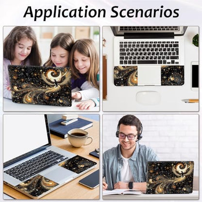 Laptop Skin 12.1-15.6 inch Removable Universal Reusable Laptop Sticker Decal,Waterproof No Residue Vinyl Cover,Scratch-Resistant Cuttable Full Wrap Sticker for Notebook, Black and Gold Phoenix - color: Black And Gold Phoenix