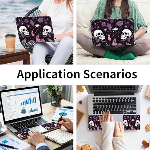 Laptop Skin Sticker 3-Piece Set,Raven Skulls | Trim-to-fit 3-piece vinyl set with one 15 x 10.6 in lid skin and two palm-rest decals for many 12-15.6 in laptops - color: Raven Skulls