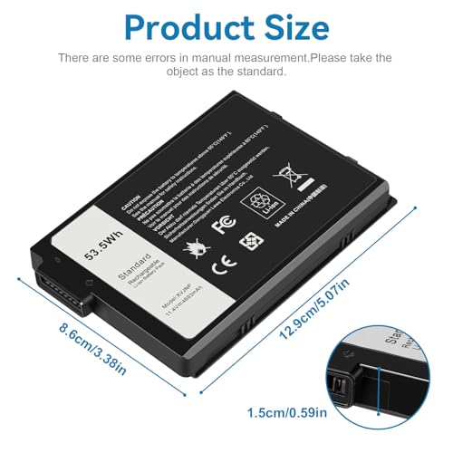 Futurebatt XVJNP Laptop Battery Replacement for Dell Latitude 5430 7330 Rugged Latitude Series P148G P148G001 P149G P149G001 6JRCP 06JRCP M0TN3 0M0TN3 KD1CT 451-BCWQ - size: XVJNP 6.26×3.62×1.26 in