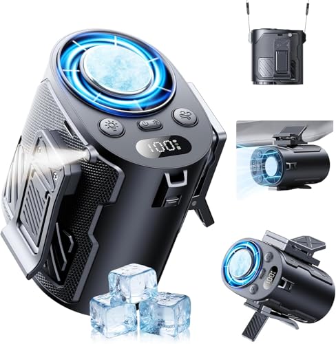 Portable Waist Fan with Ice Cooling, 4-in-1 Clip-On Fan for Car/Shirt/Hat/Belt, 16000RPM Strong Airflow, 12H Runtime, 100 Speed Settings, Wearable Fan for Outdoor Work, Camping, Travel Black - color: Black
