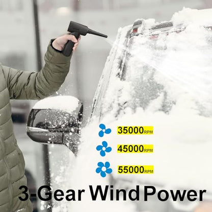 Air Duster,Efficient Electric Air Duster,Compact Rechargeable Cordless Compressed Air Duster,Quiet Air Blower,Portable 3-Gear Versatilie Dust Blower with LED Light for Keyboard Cleaning