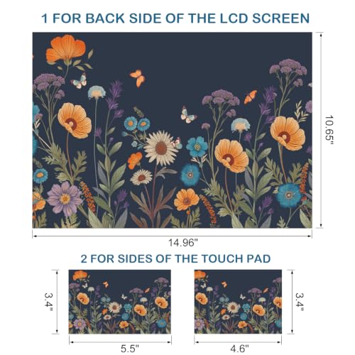 DINKY 13 13.3 14 15.4 15.6 Inches Laptop Skin Sticker Decal Netbook Skin Sticker,15.6" Flora Universal Reusable Notebook Art Decal Protector Cover, Flowers Plants Butterflies - color: Flowers Plants Butterflies