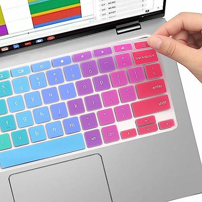 Keyboard Cover for ASUS Chromebook CX1 CR1 CX1100 CX1101 CX1102 CX1400, Chromebook C523NA C434 C433 C433TA C425TA C423 C403 C302 C302CA C223 C214 11.6" 14"(NOT FIT C436 C434 CX1700 CX3 CX34 CX5 CX9) - color: Rainbow