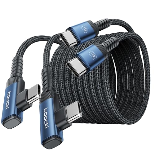 toocki USB C to USB C Charger Cable(10ft, 2Pack), 60W Type C Charging Cord, Right Angle Fast Charging USBC to USBC Cable for iPhone 17 16 15 Pro Plus Pro Max Air/Plus/MacBook Air/Samsung S25 Ultra - color: Blue, size: 10+10FT