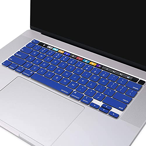 MOSISO Keyboard Cover Compatible with MacBook Pro 13 inch M2 M1 | 2023-2020 A2338 A2289 A2251&Compatible with MacBook Pro 16 2020 2019 A2141 Touch ID, Protective Silicone Skin, Royal Blue - color: Royal Blue