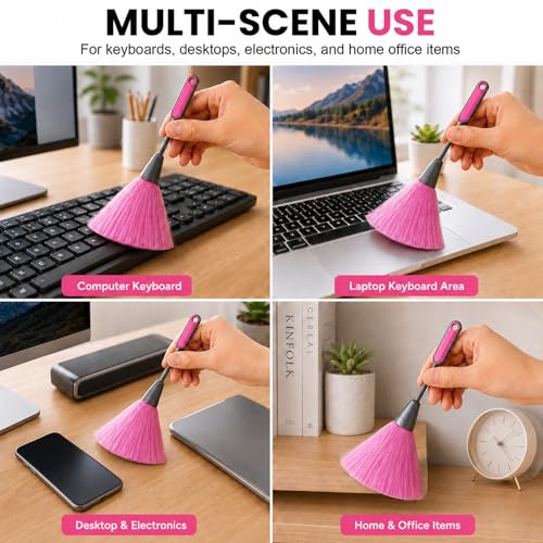 Keyboard Cleaning Brush Computer Cleaning Brush Portable Small Dust Brush for Keyboard Laptop Desk Electronics - color: Rose Red