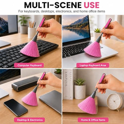 Keyboard Cleaning Brush Computer Cleaning Brush Portable Small Dust Brush for Keyboard Laptop Desk Electronics - color: Rose Red