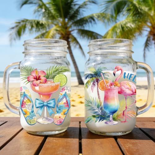 Peacoblue UV DTF Cup Wraps Transfer Stickers Summer Beverages Pattern, 10 Sheets Waterproof Custom Vinyl Transfer Sticker 16oz Coffee Glass Cup Tumbler Bottle Mug Decals for Men Women - style: Summer Beverages