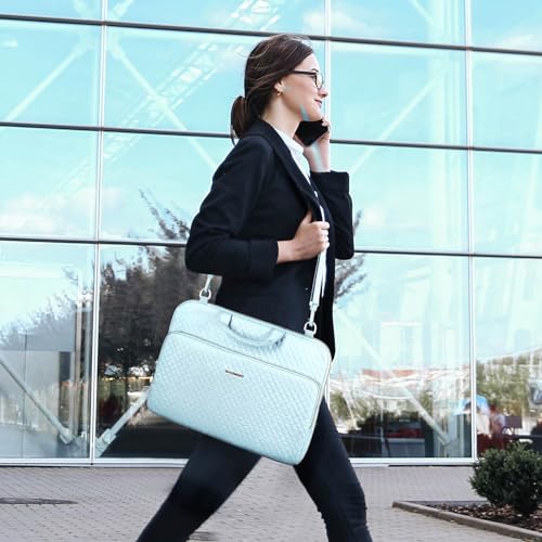 BAGSMART Laptop Sleeve 15-15.6 inch Case Protective Water-Resistant | Lightweight Laptop Bag for Women with Pocket and Handle, Compatible with MacBook, HP, Dell, Acer and Asus notebooks - color: Blue-Shoulder Strap, size: 15.6 Inch