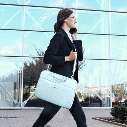 BAGSMART Laptop Sleeve 15-15.6 inch Case Protective Water-Resistant | Lightweight Laptop Bag for Women with Pocket and Handle, Compatible with MacBook, HP, Dell, Acer and Asus notebooks - color: Blue-Shoulder Strap, size: 15.6 Inch