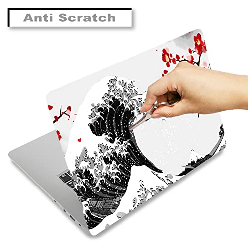 Laptop Skin Sticker Decal,12" 13" 13.3" 14" 15" 15.4" 15.6 inch Laptop Vinyl Skin Sticker Cover Art Protector Notebook PC (2 Wrist Pad Skins Included), Waterproof Removable, Black Wave of Kanagawa - color: Black Wave of Kanagawa