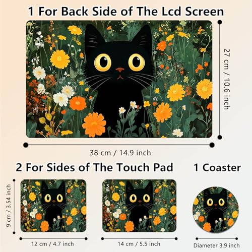Laptop Skin Sticker Decal 15.6 Inch,12 13 13.3 14 15 15.6 in Laptop Netbook Skins for Notebook,Art Decal Removable Waterproof Scratch Resistant,Universal Vinyl Cover,Cute Cat Wildflower - color: Cute Cat Wildflower