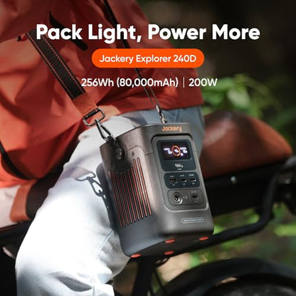Jackery Explorer 240D Power Bank, 80,000mAh LiFePO4 Battery Portable Power Station, 200W DC Output,1-Hour Fast Charging, Compact for Outdoor Camping, Travel, Emergencies - style: E240D