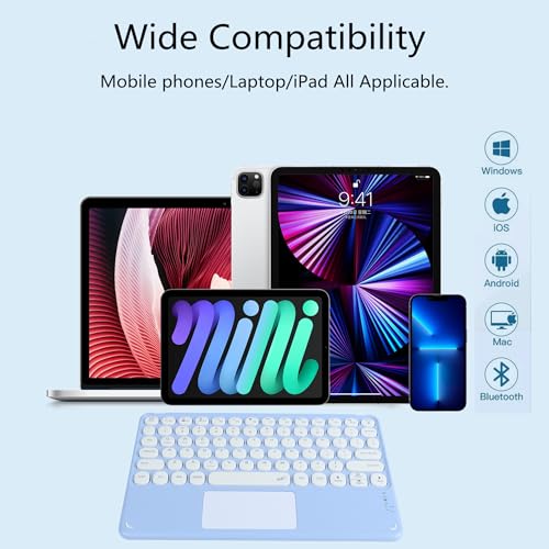 Wireless Bluetooth Keyboard with Touchpad 10inch Portable Rechargeable Slim Keyboard for iPad Pro/iPad Air/iPad 9.7/iPad 10.2/iPad mini and Other iOS Android Windows Devices(Purple) - color: Purple