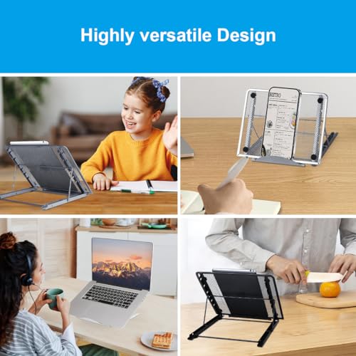 Ergonomic Laptop Tablet Stand Metal Mesh Ventilated Desktop Adjustable Computer Holder Riser Compatible with Apple MacBook Air Pro Dell XPS HP Samsung Lenovo More Laptops up to 16" (White) - color: White