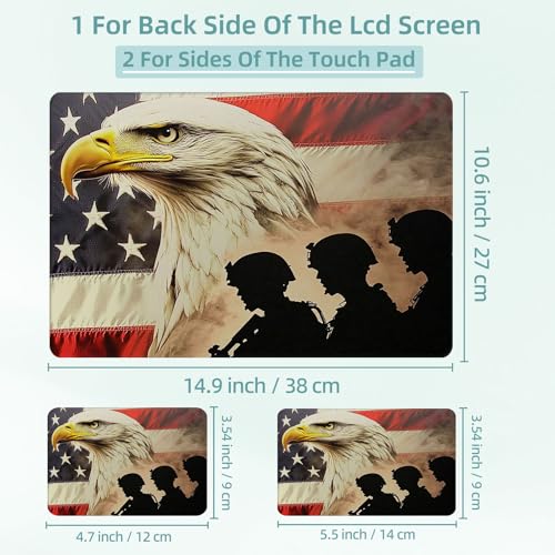 Universal Laptop Skin Decal, 3-Piece Vinyl Protector for 12 13 14 15.6" Notebook, Waterproof Anti-Scratch, Easy Trim & Bubble-Free Finish, American Military Soldiers with Eagle - color: American Military Soldiers with Eagle