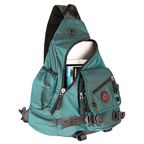 Large Sling Bag Laptop Backpack Cross Body Messenger Bag Shoulder Travel Rucksack (A-Dark Green) - color: A-dark Green