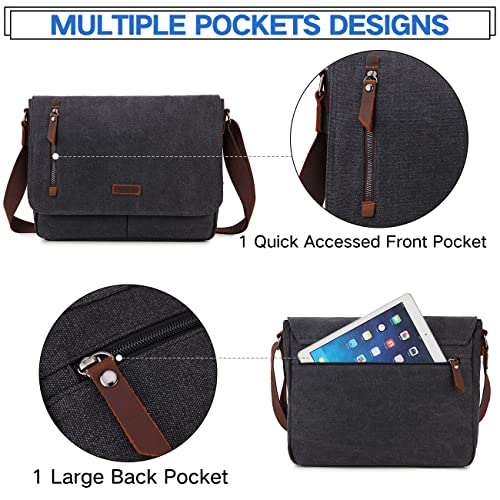 VX VONXURY Messenger Bag for Men, Canvas 14 Inch Laptop Briefcase Bag for Work Business and School,Gray - color: Grey-14 Inch
