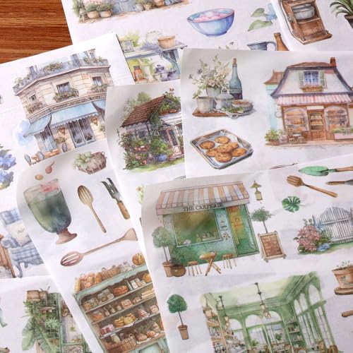 Garden Scrapbook Stickers 50 Sheets journaling Sticker 400 Pre-Cut Washi Stickers Scrapbooking Supplies Collage Decorative DIY Arts Craft Making - color: Green