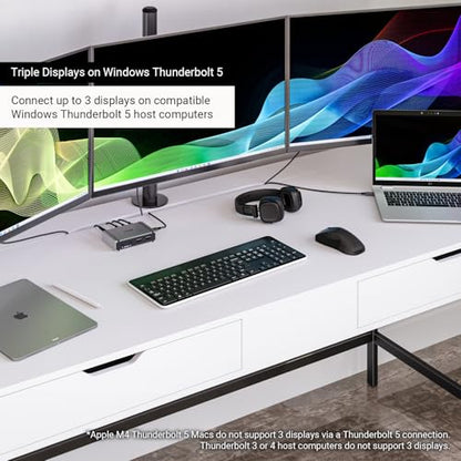 CalDigit E5 - Thunderbolt 5 Element 5 Hub - 9 Ports, 4 x Thunderbolt 5/USB4 v2, 3 x USB-A & 2 x USB-C 10Gb/s, Single 8K, Dual 6K/8K, or Two 4K@240Hz Displays, 90W Charging, 0.8m Cable 180W PSU