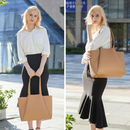 LOVEVOOK Laptop Tote for Women - 15.6 Inch Faux Leather Laptop Bag with Clutch, Large Capacity Office Purse Computer - color: Deep Apricot, size: 15.6 inch