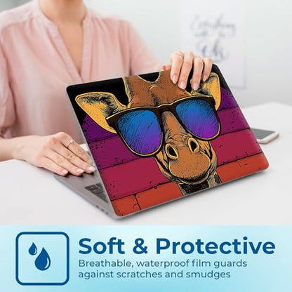 Reusable Universal Laptop Skin Sticker, Cut to Fit for 11.6–15.6 Inch Laptops, Waterproof Protective Film, No-Residue - Giraffe Glasses - color: Giraffe Glasses