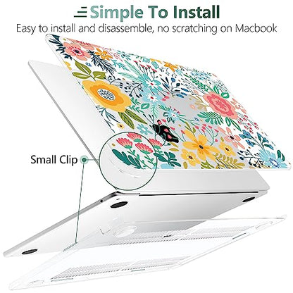 TWOLSKOO for MacBook Air 13 inch Case M5 2026 M4 2025 M3 M2 2024-2022 A3449 A3240 A3113 A2681, Plastic Hard Shell & Keyboard Cover & Screen Film for MacBook Air 13.6 inch Case, Abstract Flower - color: Abstract Flower