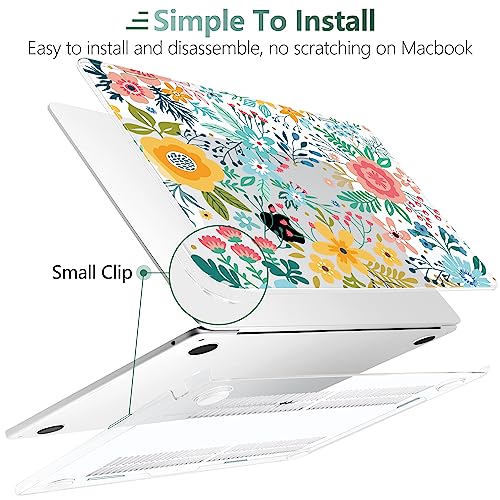 TWOLSKOO for MacBook Air 13 inch Case M5 2026 M4 2025 M3 M2 2024-2022 A3449 A3240 A3113 A2681, Plastic Hard Shell & Keyboard Cover & Screen Film for MacBook Air 13.6 inch Case, Abstract Flower - color: Abstract Flower