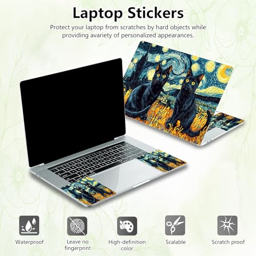 Laptop Skin Sticker Decal, Universal Reusable Vinyl Laptop Cover for 12" 13" 13.3" 14" 15" 15.4" 15.6" Notebook PC, Waterproof Scratch-Resistant with 2 Wrist Pads, Easy to Apply & Remove,Cats - color: Cats