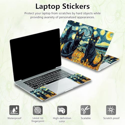 Laptop Skin Sticker Decal, Universal Reusable Vinyl Laptop Cover for 12" 13" 13.3" 14" 15" 15.4" 15.6" Notebook PC, Waterproof Scratch-Resistant with 2 Wrist Pads, Easy to Apply & Remove,Cats - color: Cats