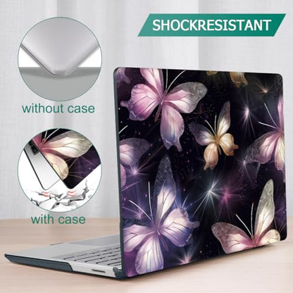 Mektron 2023 Microsoft Surface Laptop GO 3 Case 12.4" Compatible with Go 2/1 Laptop Cover 2022-2020 Releases Model 1943/2013 Plastic Hard Shell Case with Screen Protector, Glittering Butterfly - color: Glittering Butterfly
